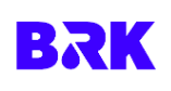 Logo da empresa "BRK" escrito em azul.