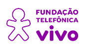 Logo da empresa telefônica "VIVO", escrito "FUNDAÇÃO TELEFÔNICA".
