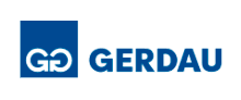 Logo da empresa "Gerdau" escrito em azul.
