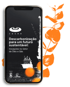 Um celular com título: Descarbonização para um futuro sustentável