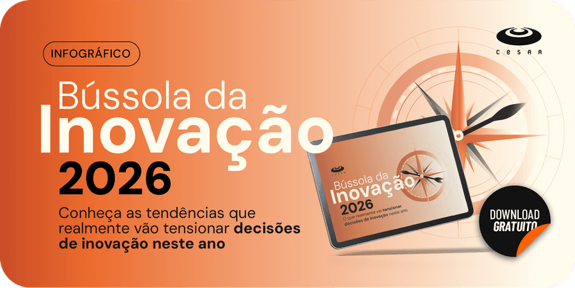 [Infográfico] Bússola da Inovação  ﻿2026 – Tendências que já estão em jogo quando pensamos em inovação para 2026