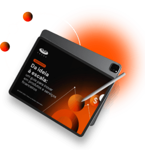 Tablet com apresentação sobre inovação financeira