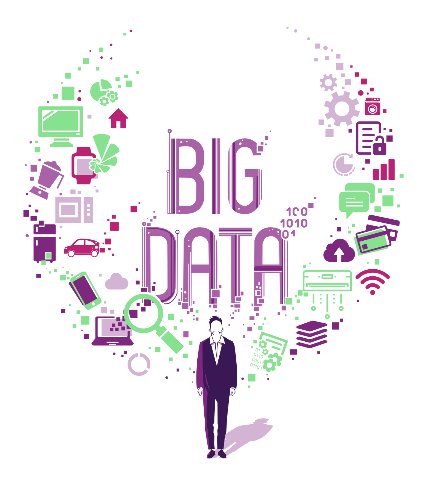 Desenho de uma pessoa  com o texto acima "Big Data"