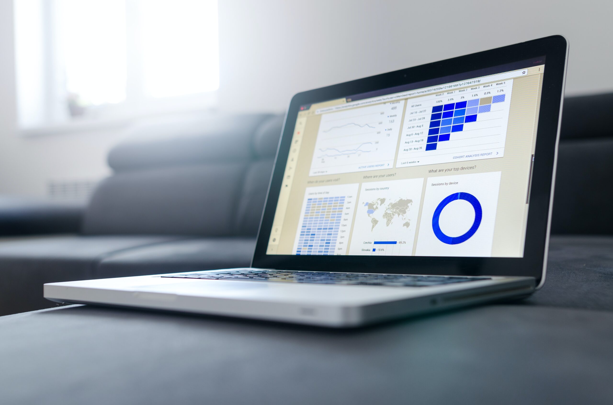 Uma dashboard aberta em um notebook